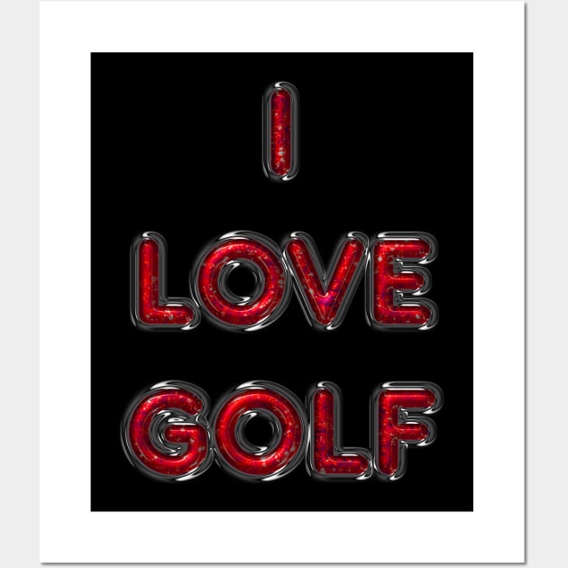 I Love Golf - Red Wall Art by The Black Panther